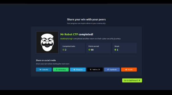 TryHackMe completion badge for the authorized training assessment