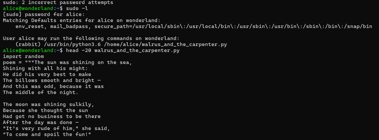 Sanitized Python script review showing the imported random module used for the Alice to Rabbit transition